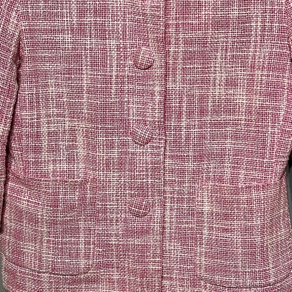 Josephine Cropped Tweed Blazer Women’s Size 6 Pink & White Button Front Jacket - Picture 6 of 10